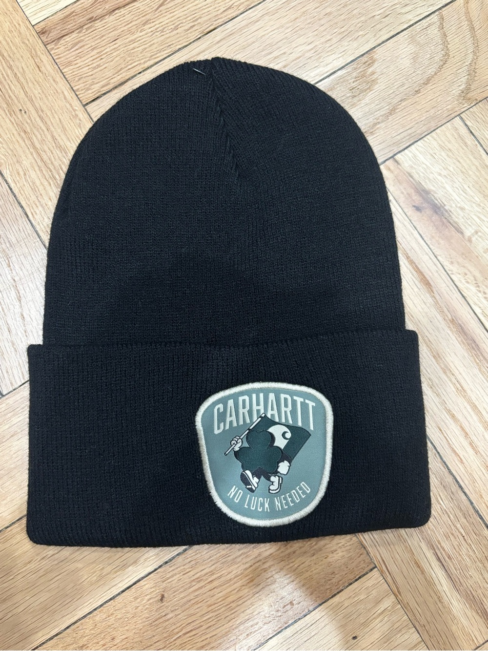 Carhartt Knit Beanie Adult Shamrock Patch No Luck Needed - Black